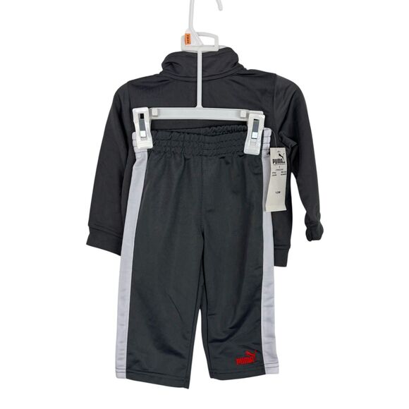 NWT Puma Gray Orange White Track Suit Baby Boy Size 12 Months 2 Piece Set - Picture 2 of 4